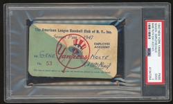 1947 NY Yankees Employee Season Pass :: Valid Babe Ruth Day! (PSA/DNA)