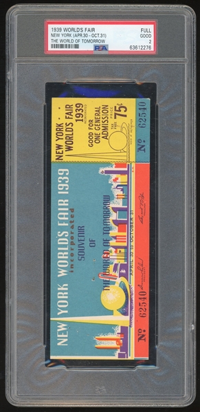 1939 New York World's Fair Full Ticket (PSA/DNA)