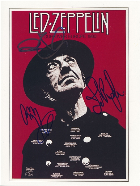 Led Zeppelin Group Signed Magazine Page (3 Sigs) (JSA Authentication) 