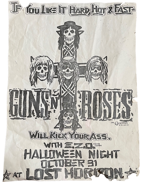 Guns N' Roses RARE Original 1987 Concert Flyer :: October 31, 1987 at Lost Horizon - Syracuse, NY