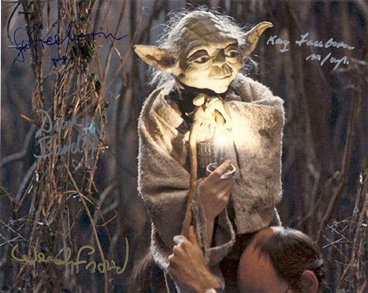 Star Wars “Yoda” Multi-Signed 10” x 8” Photo: Freeborns, Barclay & Froud from “The Empire Strikes Back” (4 Sigs) (Third Party Guaranteed)