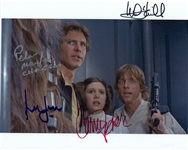 Star Wars “A New Hope” Hamill, Fisher, Ford & Mayhew Multi-Signed 10” x 8” Photo (Third Party Guaranteed)