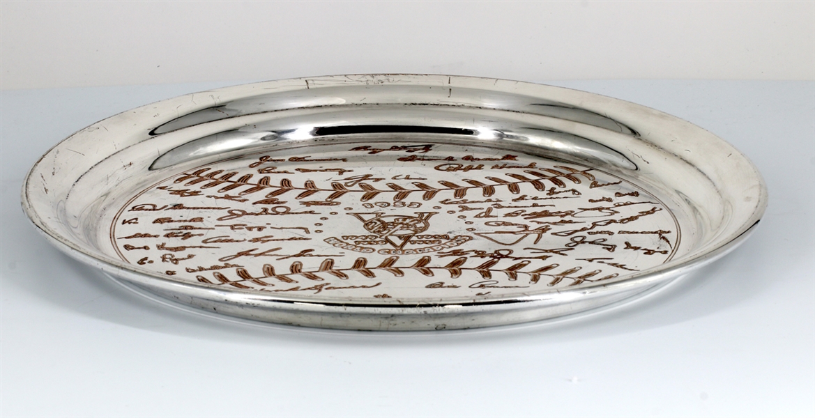 NY Yankees 1953 World Series Silver Plate Given to Team Members Only - Celebrates 5 Straight WS Titles 
