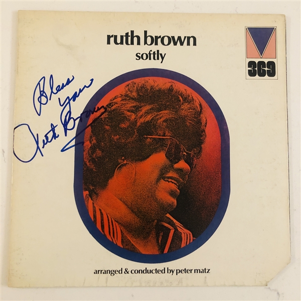 Ruth Brown In-Person Signed Softly Record Album (John Brennan Collection) (JSA Authentication)