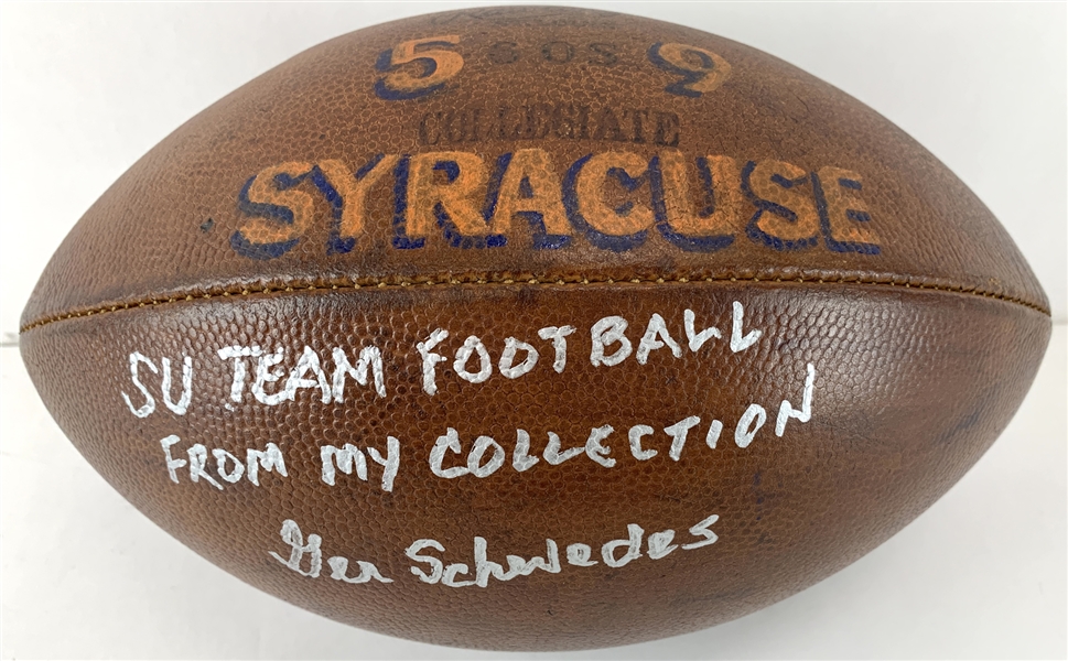 1959 Syracuse Orangemen (National Champs) Team Signed Football w/Ernie Davis - Ger Schwides' Personal Team Ball! (Beckett/BAS LOA)