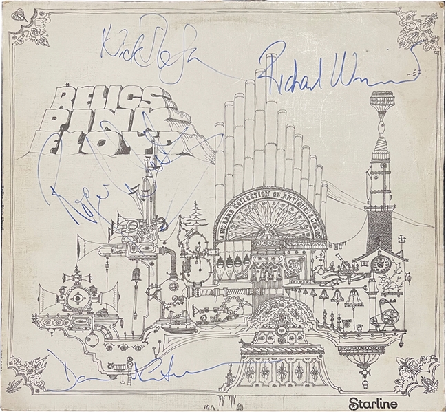 Pink Floyd Group Signed Relics Record Album (4 Sigs) (Floyd Authentic & Tracks LOAs) 