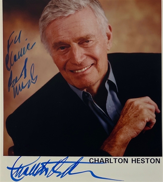 Charlton Heston Signed & Inscribed 8" x 9" Color Photo (Third Party Guaranteed)