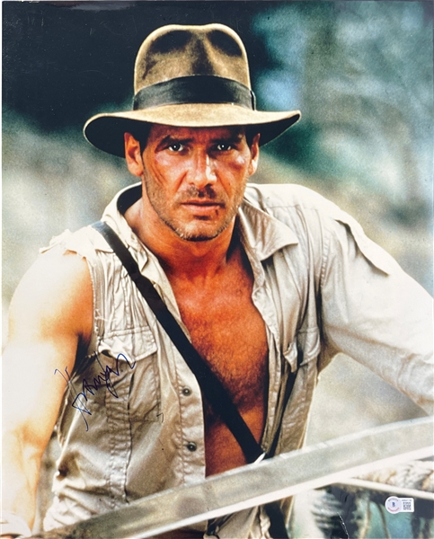 Harrison Ford Desirable In-Person Signed 16" x 20" Color Photo as "Indiana Jones" (Beckett/BAS LOA)