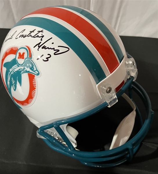 Dan Marino Signed Replica Dolphins Helmet w/RARE "Daniel Constantine Marino" Full Signature (Beckett/BAS Witnessed)