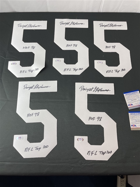 Dwight Stephenson Lot of Five (5) Signed & Inscribed Jersey Numbers (PSA Witnessed)