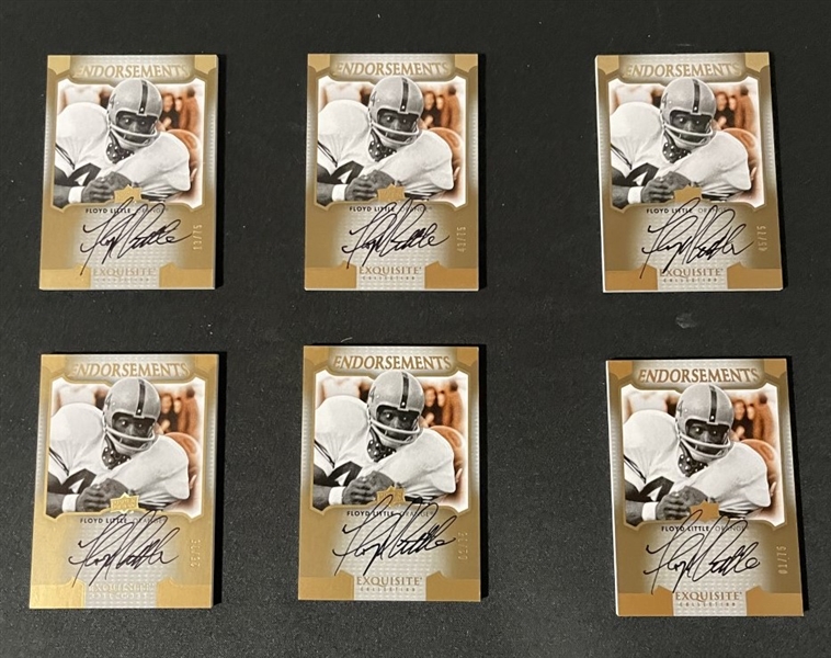 Lot of Six (6) Floyd Little Signed 2011 Ltd. Ed. Upper Deck Exquisite Trading Cards (Third Party Guaranteed)