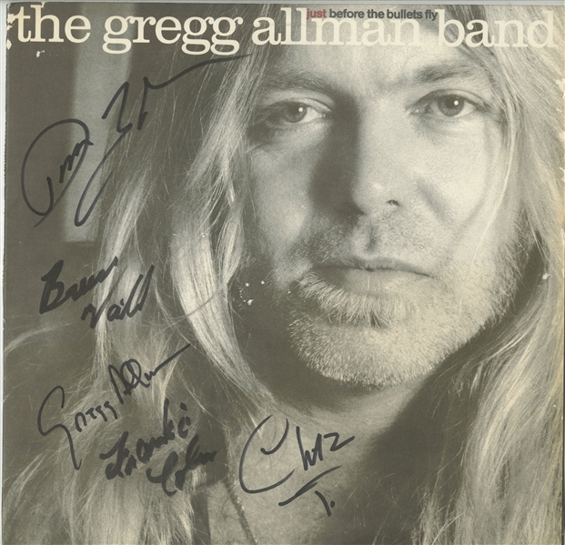 Gregg Allman Band: Group Signed "Just Before the Bullets Fly" Album Cover (ACOA)