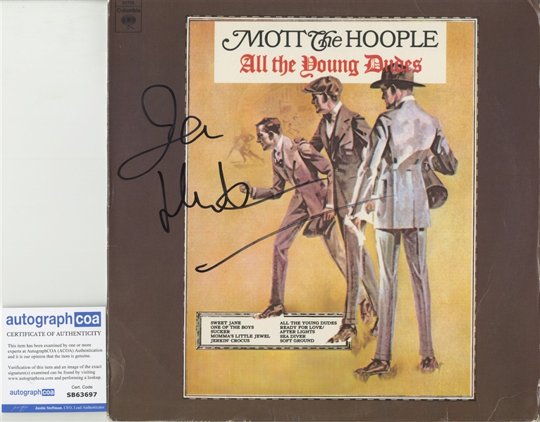 Ian Hunter Signed Mott The Hoople "All the Young Dudes" Album Cover (ACOA)