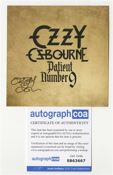 Ozzy Osbourne Signed "Patient Number 9" Insert w/ CD (ACOA)