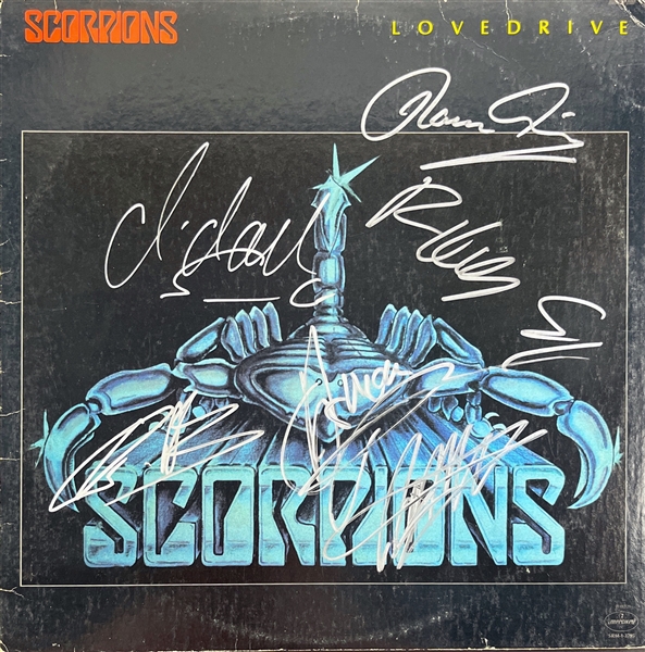 Scorpions: Group Signed "Lovedrive" Album Cover (5 Sigs)(Beckett/BAS)