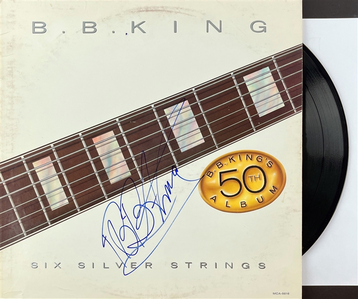 B.B King Signed "Six Silver Strings" Album Cover w/ Vinyl (Beckett/BAS)
