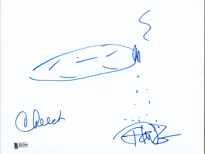 Cheech & Chong Dual Signed Tommy Chong Hand Drawn Joint Sketch (Beckett/BAS Encapsulated)
