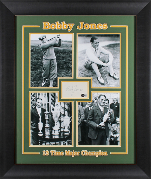 Bobby Jones Signed 3" x 5" Card in Custom Framed Display (Beckett/BAS LOA)