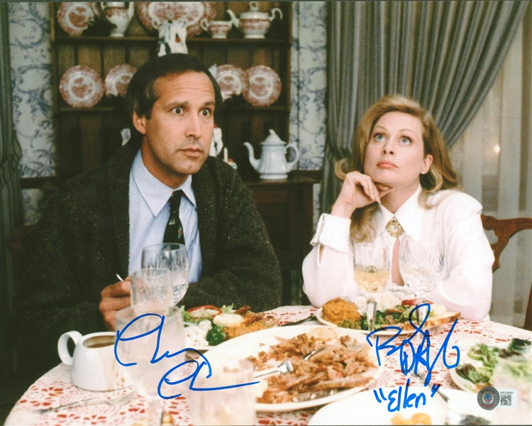 Christmas Vacation: Chevy Chase & Beverly DAngelo Rare Dual Signed 11" x 14" Color Photo (Beckett/BAS)