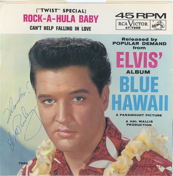 Elvis Presley Signed “Blue Hawaii” 45 RPM Album Record (Epperson/REAL LOA) 