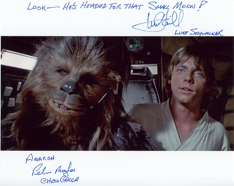Star Wars: Mark Hamill w/ Quote & Peter Mayhew Dual-Signed 10” x 8” Photo from “A New Hope” (Third Party Guaranteed)