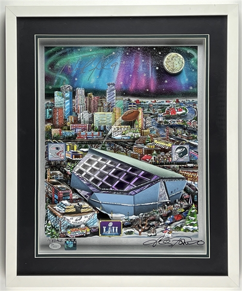 Charles Fazzino Limited-Edition Original Artwork Eagles “Super Bowl LII: Minneapolis” 13” x 16.25” Signed by Nick Foles & Artist (Third Party Guaranteed) 