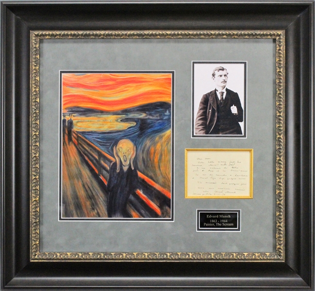 Edvard Munch Rare Handwritten & Signed Letter in Custom Framed Display (Beckett/BAS)