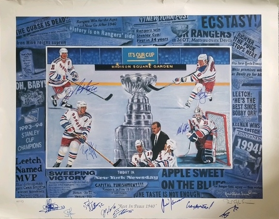 NY Rangers Stanley Cup Champions 35” x 27” Litho (#1/200 PE) (12 Sigs) (Third Party Guaranteed) 
