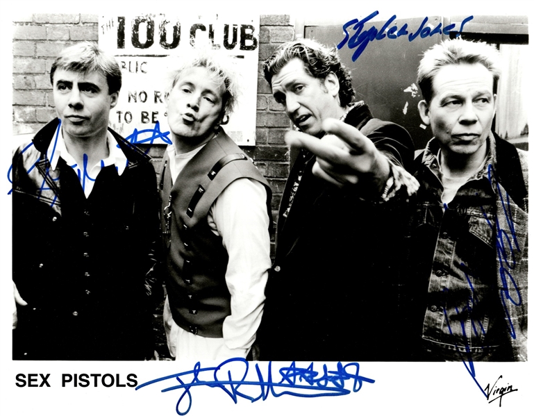 Sex Pistols Group Signed 10” x 8” Press Photo (4 Sigs) (Third Party Guaranteed)