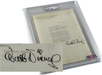 Walt Disney 1940 Impeccably Bold Typed Letter Signed (Phil Sears Disney Expert) (PSA Encapsulated) 