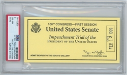 Bill Clinton 1999 Original Yellow Impeachment Ticket (Encapsulated & Graded PSA NM-MT 8)