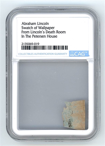 President Abraham Lincoln Death Room Wallpaper Piece (CAG Encapsulated) 