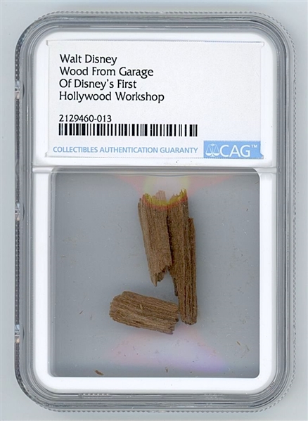 Wood Artifact From Walt Disneys First Hollywood Workshop (CAG Encapsulated) 