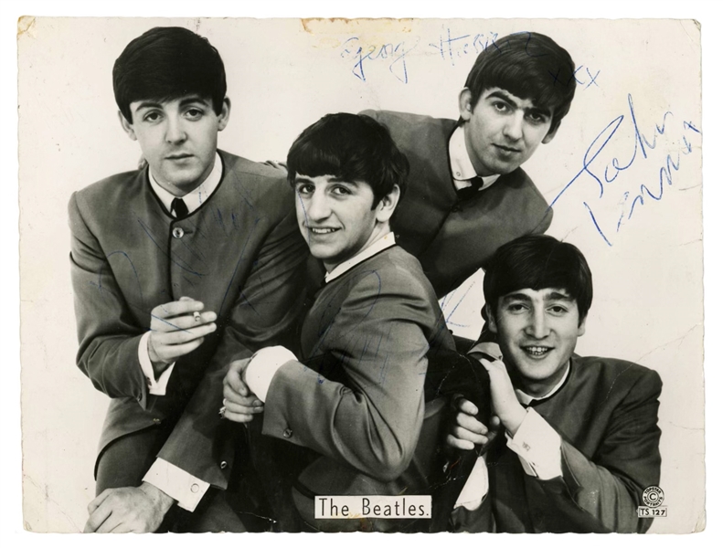 The Beatles Group Signed 6 x 8 Dezo Hoffman Photograph - The Classic Seated Suit Pose! (Beckett/BAS Encapsulated & Caiazzo LOA)