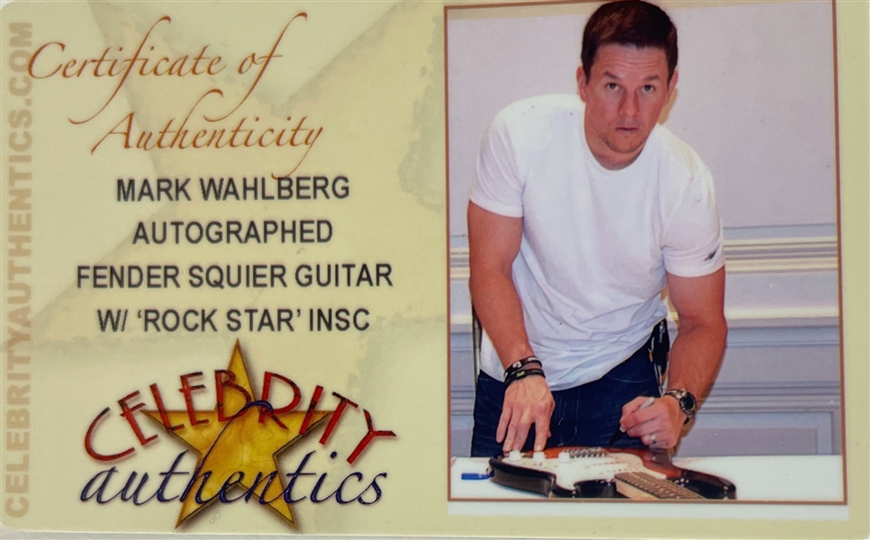 Mark Wahlberg Signed & Inscribed Fender Squier Guitar (Celebrity Authentics COA/Third Party Guaranteed)