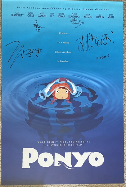 Extremely Rare Cast Signed Disney’s Ponyo 27" x 40" Poster by Director Hayao Miyazaki (Third Party Guaranteed)
