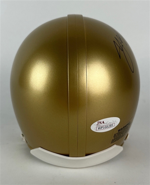 Y. A. Tittle Signed Riddell Gold Mini Helmet (JSA)