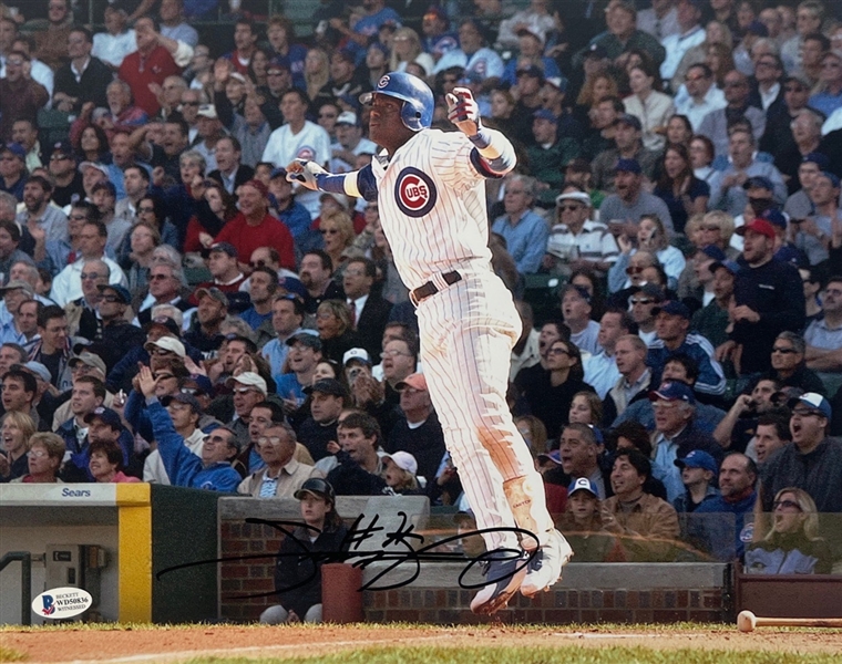 Sammy Sosa Signed 11 x 14 Color Photo (Beckett/BAS Witnessed)