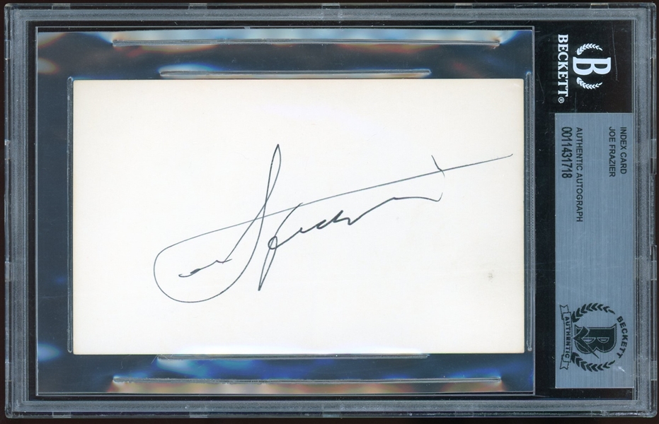 Joe Frazier Signed 3 x 5 Index Card (Beckett/BAS Encapsulated)