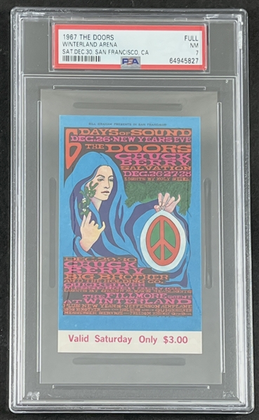 The Doors Original 1967 Concert Ticket @ Winterland Arena (PSA/DNA Encapsulated)