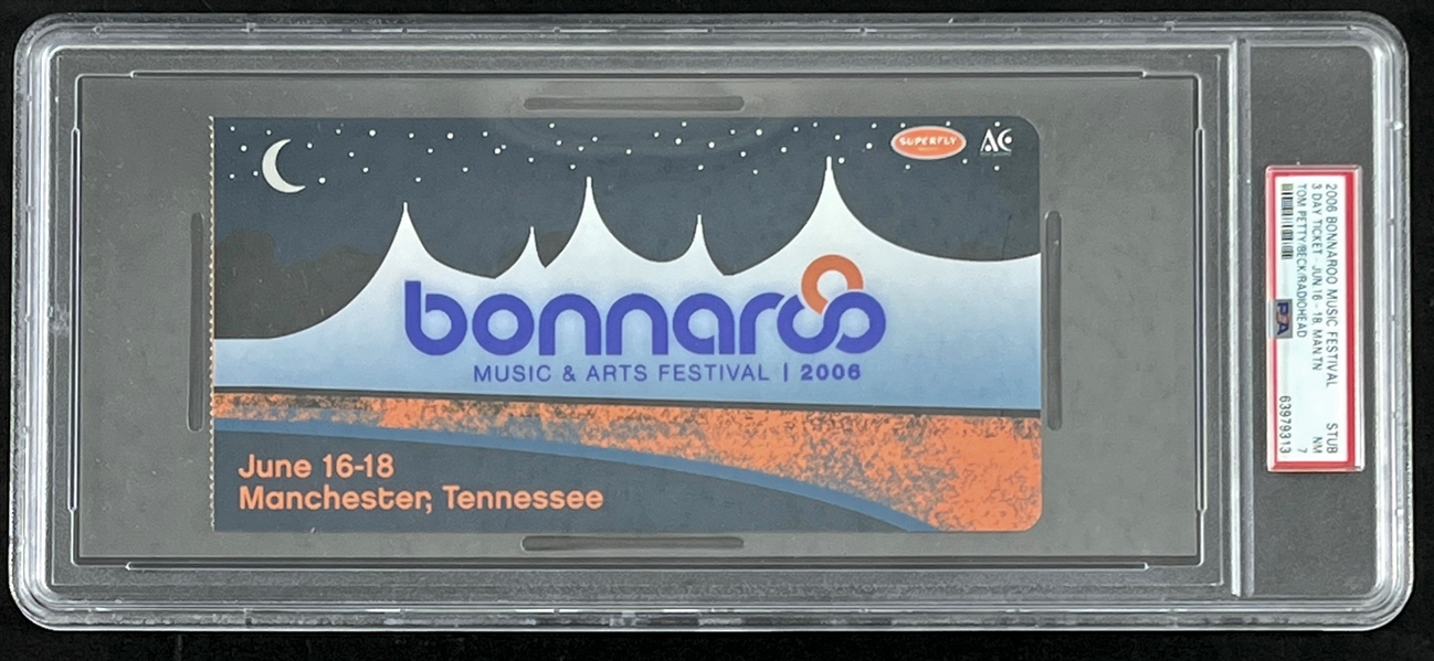 2006 Bonnaroo Festival Ticket w/ Performers Tom Petty, Beck, Radiohead & More! (PSA/DNA Encapsulated)
