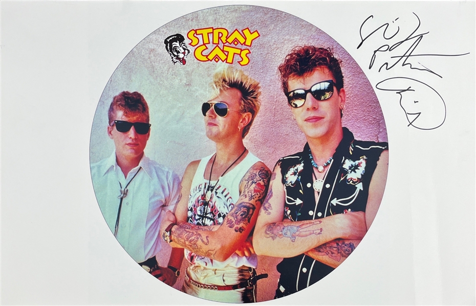 Stray Cats: Slim Jim Phantom Signed 17" x 11" Photograph (Third Party Guaranteed)