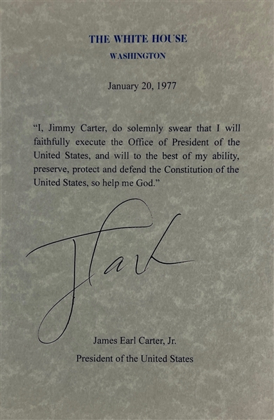 President Jimmy Carter Signed 5 x 7.5 Oath of Office Page (Third Party Guaranteed)