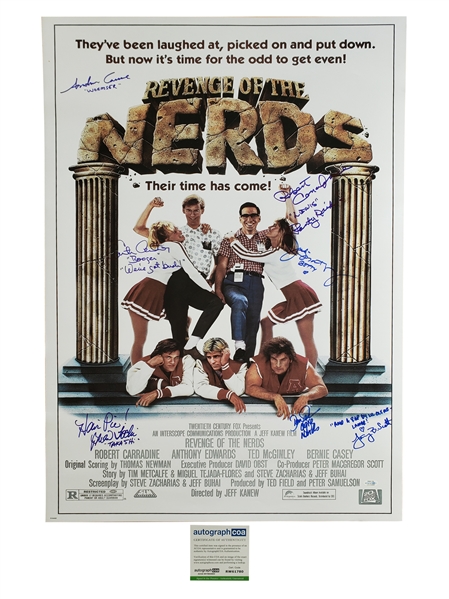 Revenge Of The Nerds: Cast Signed Full Size 27" x 40" Exact Proof Movie Poster (7 Sigs)(ACOA Witness)