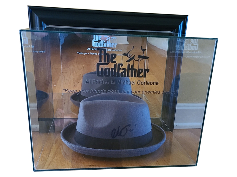 Al Pacino Full Signature Signed The Godfather Fedora Hat Display (JSA Witness) 