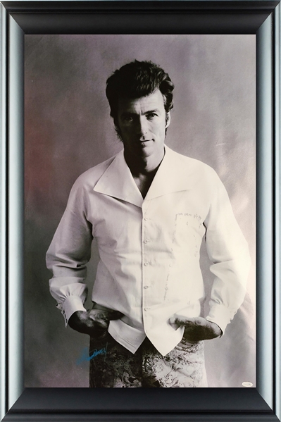 Clint Eastwood Signed & Framed 24" x 36" Vintage Young Photo Print (ACOA) 