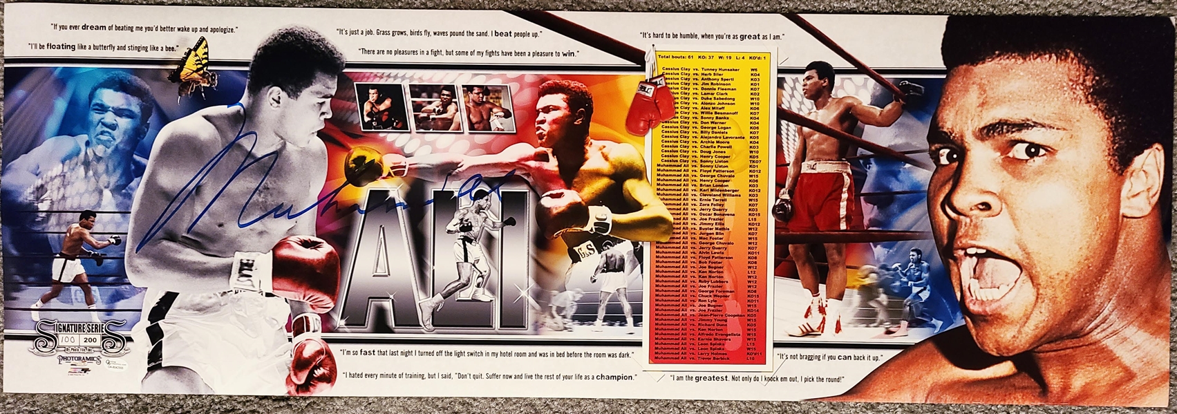 Muhammad Ali Signed Ltd. Ed. 12" x 36" Panorama Photo (Online Authentics)(Guaranteed)