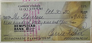 Carrie Fisher Signed 1980 Personal Bank Check (JSA LOA)