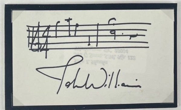 John Williams Signed 3" x 5" Card with  Two Bars of handwritten Music from "Close Encounters of the Third Kind" (Beckett/BAS)