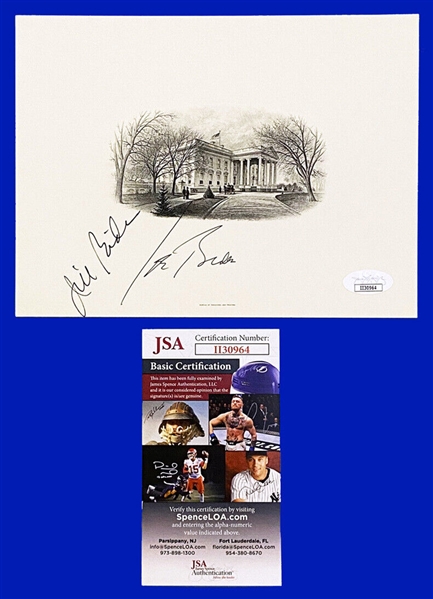 President Joe Biden & Jill Biden Signed 8"x6" White House Engraving Card! (JSA)
